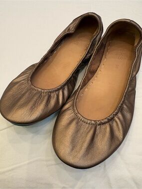 Tieks Metallic Bronze Leather Ballet Flats | Women’s Size 10